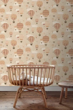 ESTAhome papier peint ballons à air chaud beige et terracotta - 53 cm x 10.05 m - 139801