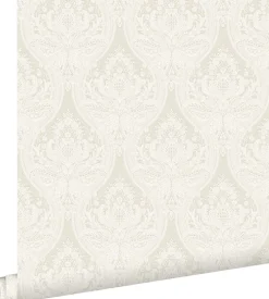 ESTAhome papier peint baroque gris chaud et couleur sable - 53 cm x 10.05 m - 127603