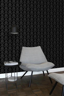 ESTAhome papier peint baroque noir - 53 cm x 10.05 m - 136825
