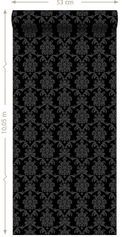 ESTAhome papier peint baroque noir - 53 cm x 10.05 m - 136825