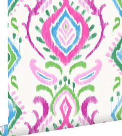 ESTAhome papier peint baroque vert et rose - 53 cm x 10.05 m - 148648