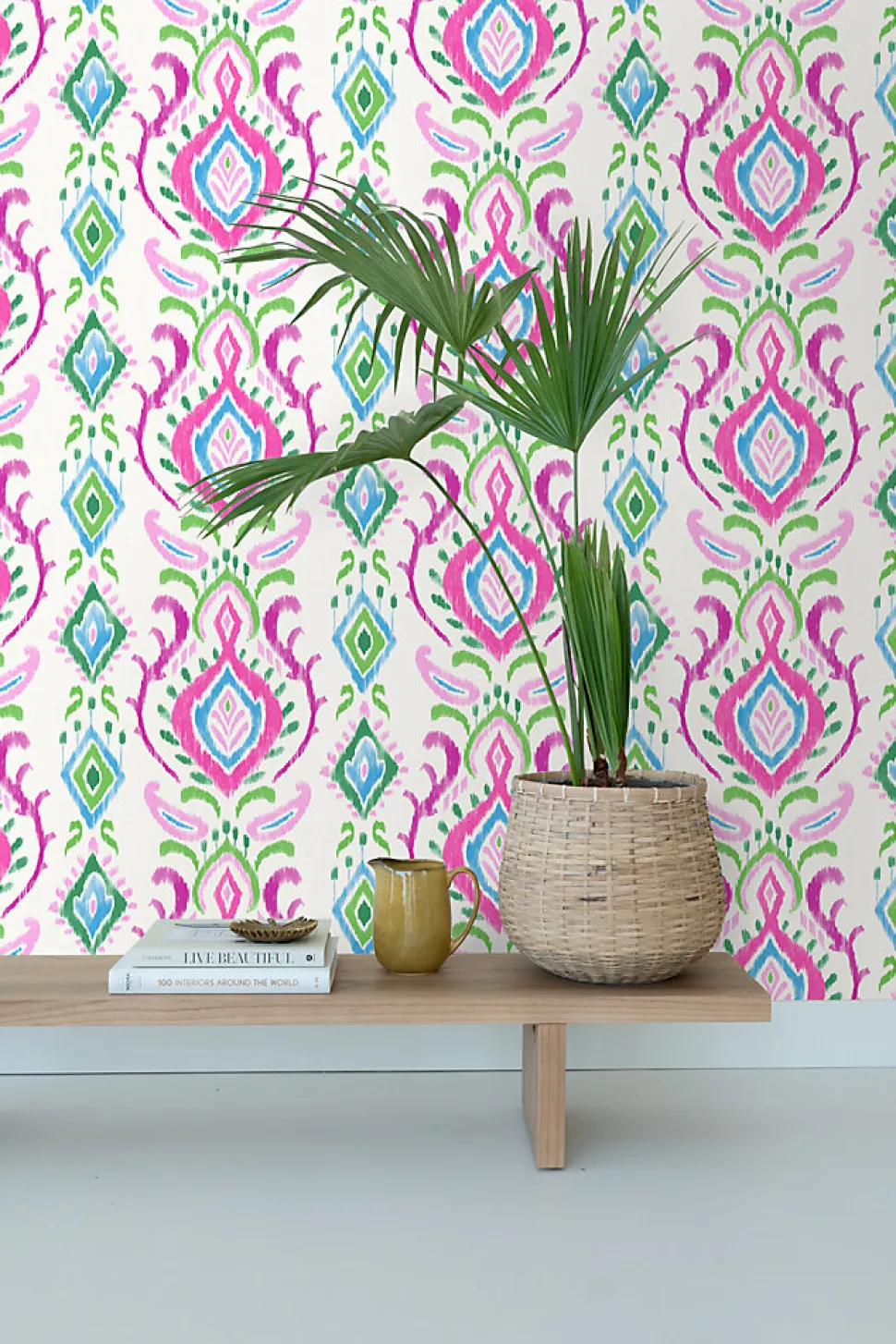 ESTAhome papier peint baroque vert et rose - 53 cm x 10.05 m - 148648