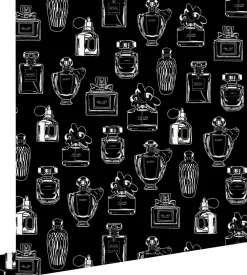 ESTAhome papier peint bouteilles de parfum noir et blanc - 53 cm x 10.05 m - 128827