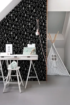 ESTAhome papier peint bouteilles de parfum noir et blanc - 53 cm x 10.05 m - 128827