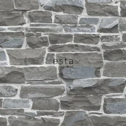 ESTAhome papier peint brique gris foncé - 53 cm x 10.05 m - 138521