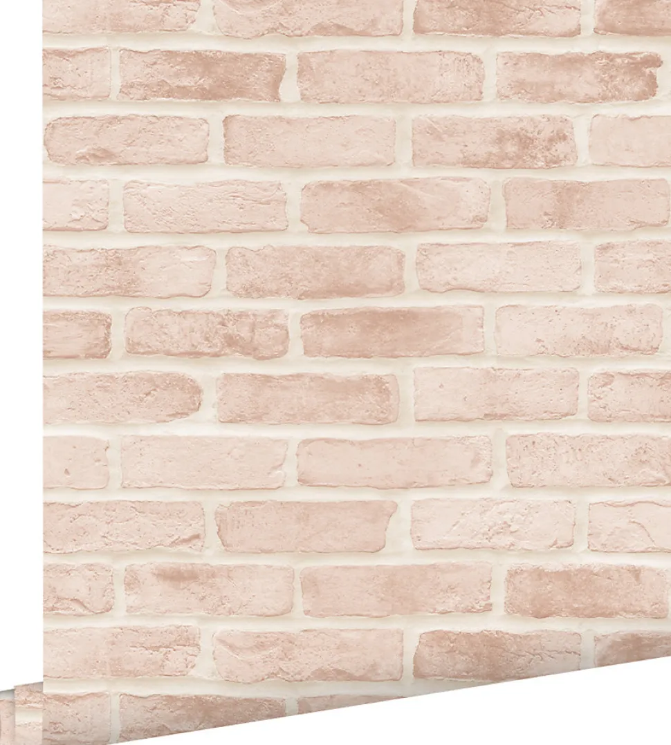 ESTAhome papier peint brique rose pêche clair - 53 cm x 10.05 m - 139166