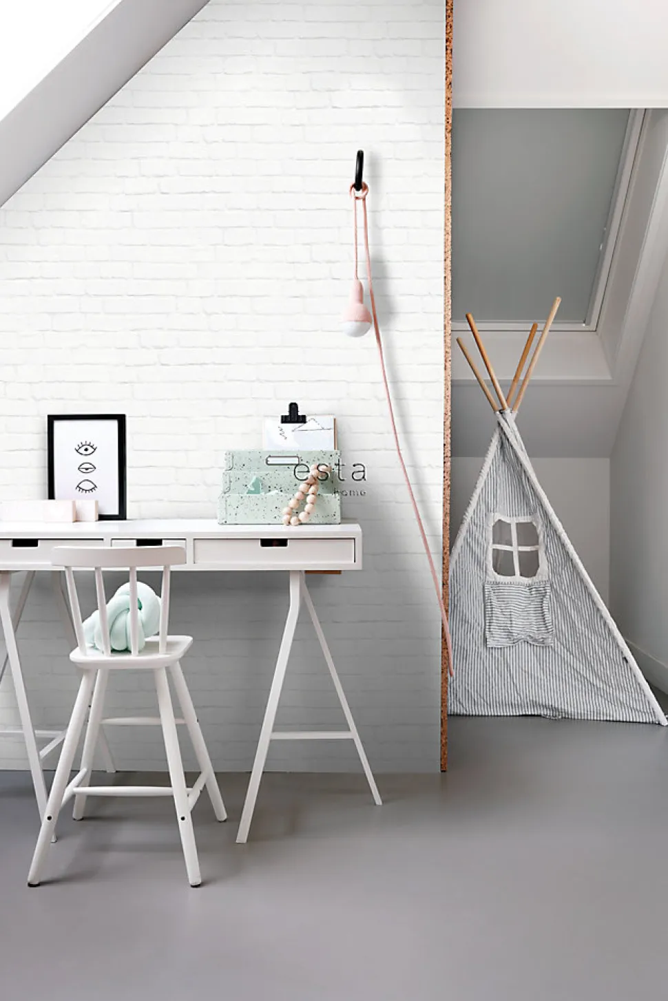 ESTAhome papier peint brique blanc - 53 cm x 10.05 m - 138533