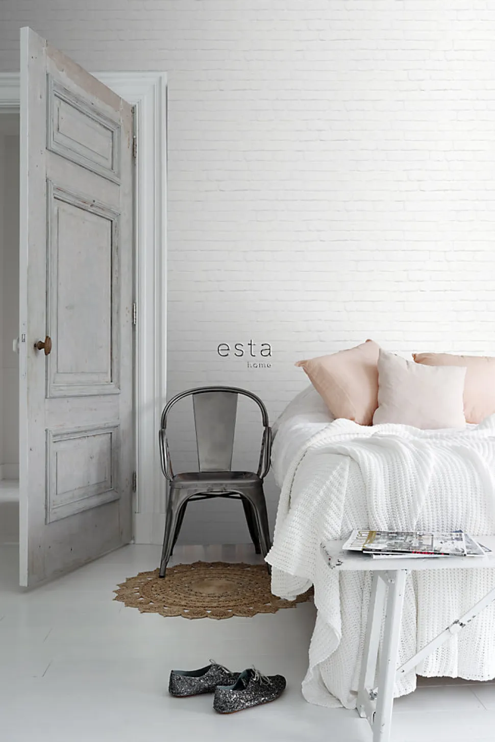 ESTAhome papier peint brique blanc - 53 cm x 10.05 m - 138533