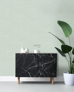 ESTAhome papier peint brique vert menthe - 53 cm x 10.05 m - 139193