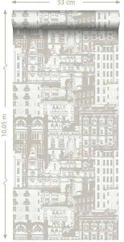 ESTAhome papier peint bâtiments beige - 53 cm x 10.05 m - 138223