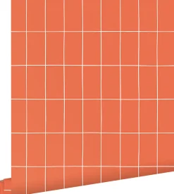 ESTAhome papier peint carrelage orange et blanc - 50 x 900 cm - 139963