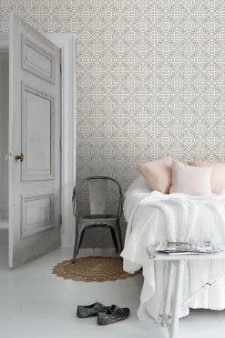 ESTAhome papier peint carreaux de ciment taupe - 53 cm x 10.05 m - 128045