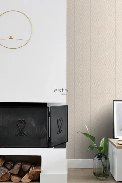 ESTAhome papier peint chevron couleur sable et beige - 53 cm x 10.05 m - 139565