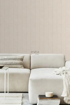 ESTAhome papier peint chevron couleur sable et beige - 53 cm x 10.05 m - 139565