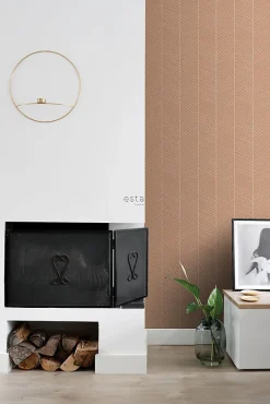 ESTAhome papier peint chevron terracotta claire - 53 cm x 10.05 m - 139357
