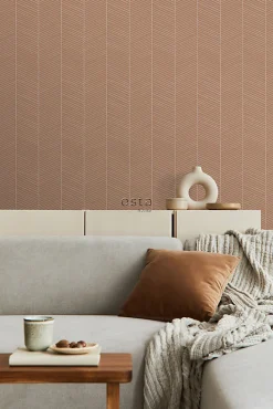 ESTAhome papier peint chevron terracotta claire - 53 cm x 10.05 m - 139357