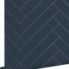 ESTAhome papier peint chevron bleu foncé et or - 53 cm x 10.05 m - 139309
