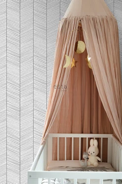 ESTAhome papier peint chevron noir et blanc - 53 cm x 10.05 m - 139106