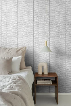 ESTAhome papier peint chevron noir et blanc - 53 cm x 10.05 m - 139106
