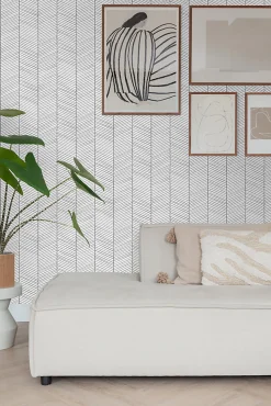 ESTAhome papier peint chevron noir et blanc - 53 cm x 10.05 m - 139106