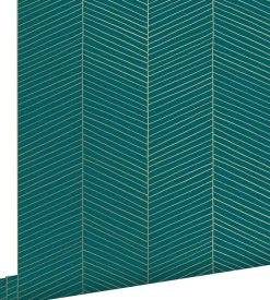 ESTAhome papier peint chevron vert émeraude et or - 53 cm x 10.05 m - 139200