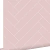 ESTAhome papier peint chevron vieux rose et blanc - 53 cm x 10.05 m - 139220