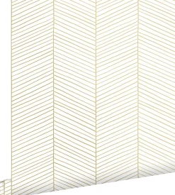 ESTAhome papier peint chevron blanc et or - 53 cm x 10.05 m - 139135