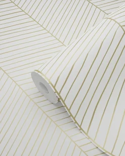 ESTAhome papier peint chevron blanc et or - 53 cm x 10.05 m - 139135