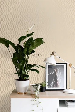 ESTAhome papier peint chevron rose pêche clair - 53 cm x 10.05 m - 139450