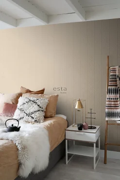 ESTAhome papier peint chevron rose pêche clair - 53 cm x 10.05 m - 139450