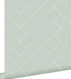 ESTAhome papier peint chevron vert menthe et blanc - 53 cm x 10.05 m - 139221