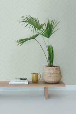 ESTAhome papier peint chevron vert menthe et blanc - 53 cm x 10.05 m - 139221