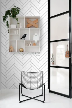 ESTAhome papier peint chevron noir et blanc - 53 cm x 10.05 m - 139219