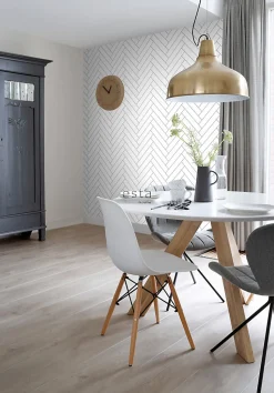 ESTAhome papier peint chevron noir et blanc - 53 cm x 10.05 m - 139219