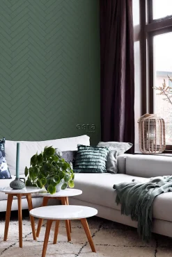 ESTAhome papier peint chevron vert foncé - 53 cm x 10.05 m - 139222