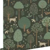 ESTAhome papier peint chiens vert foncé - 50 x 900 cm - 139713