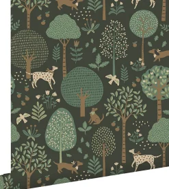 ESTAhome papier peint chiens vert foncé - 50 x 900 cm - 139713