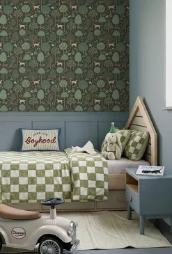 ESTAhome papier peint chiens vert foncé - 50 x 900 cm - 139713