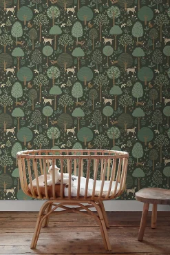 ESTAhome papier peint chiens vert foncé - 50 x 900 cm - 139713
