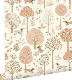 ESTAhome papier peint chiens beige et rose clair - 53 cm x 10.05 m - 139710