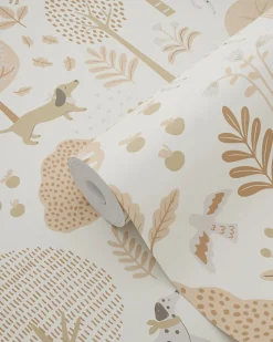 ESTAhome papier peint chiens beige et rose clair - 53 cm x 10.05 m - 139710