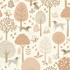 ESTAhome papier peint chiens beige et rose clair - 53 cm x 10.05 m - 139710