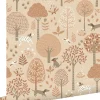 ESTAhome papier peint chiens beige et rose terracotta - 53 cm x 10.05 m - 139711