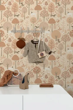 ESTAhome papier peint chiens beige et rose terracotta - 53 cm x 10.05 m - 139711