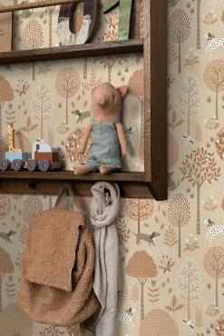 ESTAhome papier peint chiens beige et rose terracotta - 53 cm x 10.05 m - 139711
