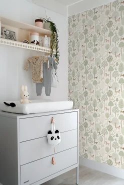 ESTAhome papier peint chiens vert menthe grisé et blanc - 53 cm x 10.05 m - 139709