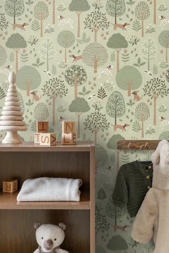 ESTAhome papier peint chiens vert menthe grisé - 53 cm x 10.05 m - 139712