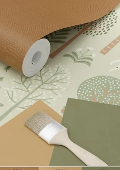 ESTAhome papier peint chiens vert menthe grisé - 53 cm x 10.05 m - 139712