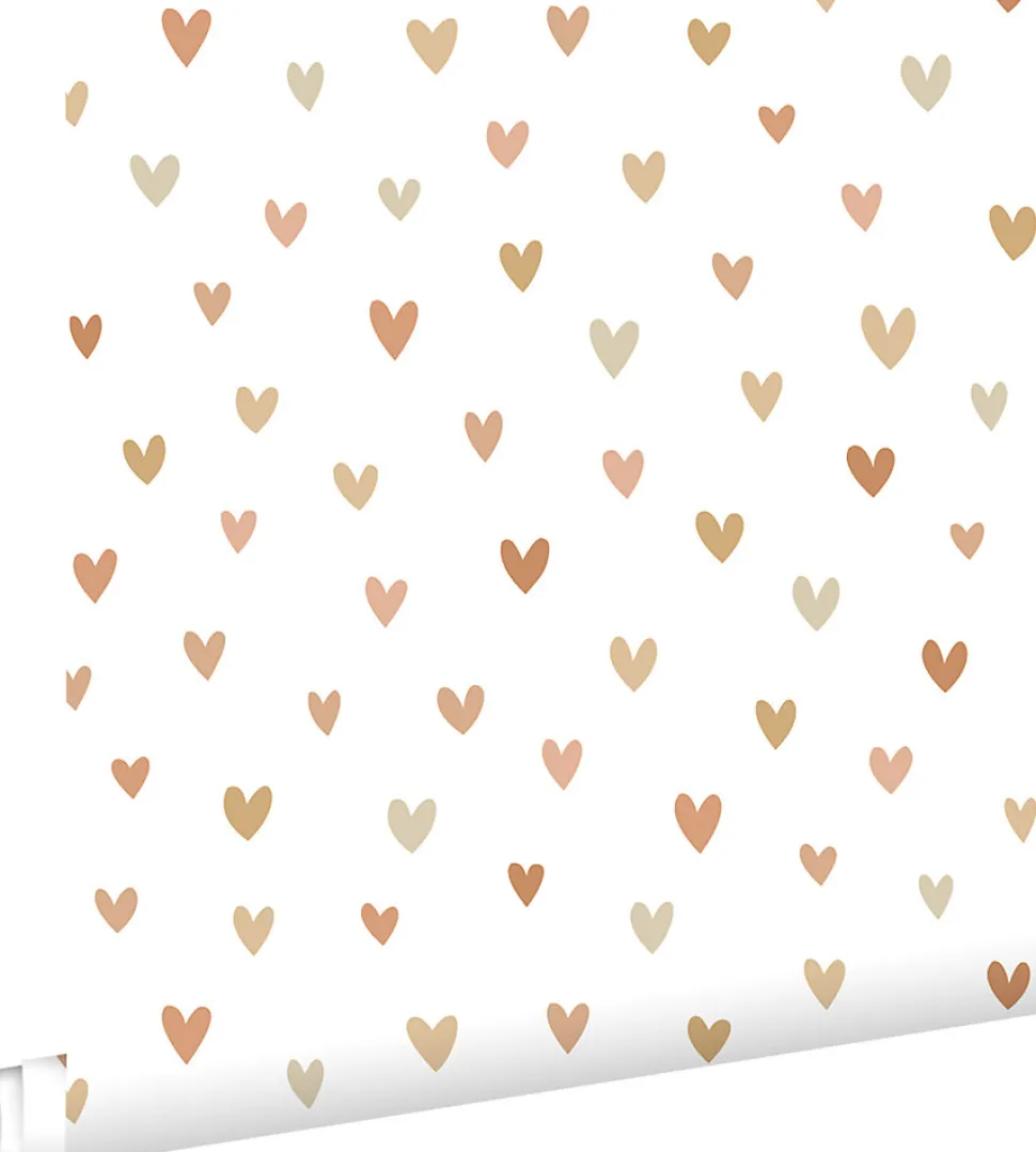 ESTAhome papier peint coeurs terracotta et beige - 53 cm x 10.05 m - 139755