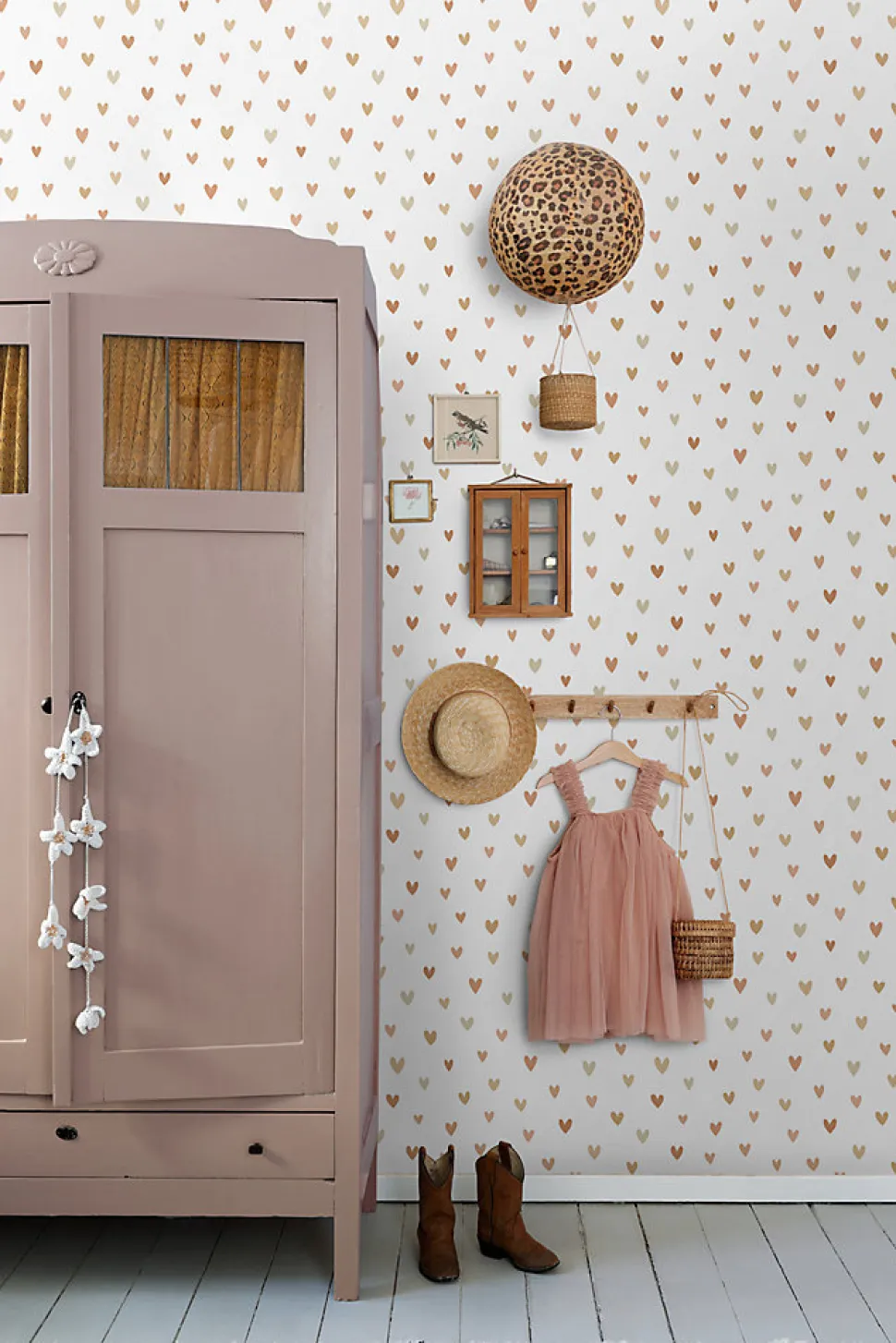 ESTAhome papier peint coeurs terracotta et beige - 53 cm x 10.05 m - 139755